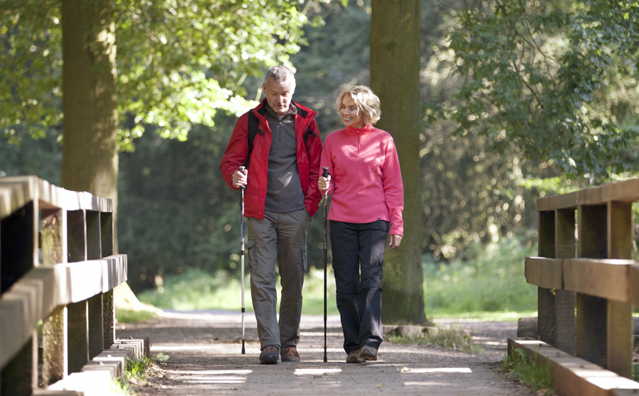 senior couple walking