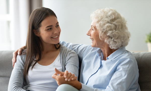 mother and daughter talking