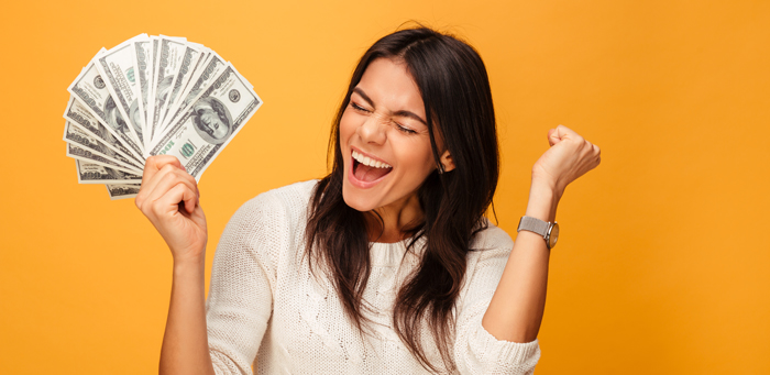 woman with cash in hand
