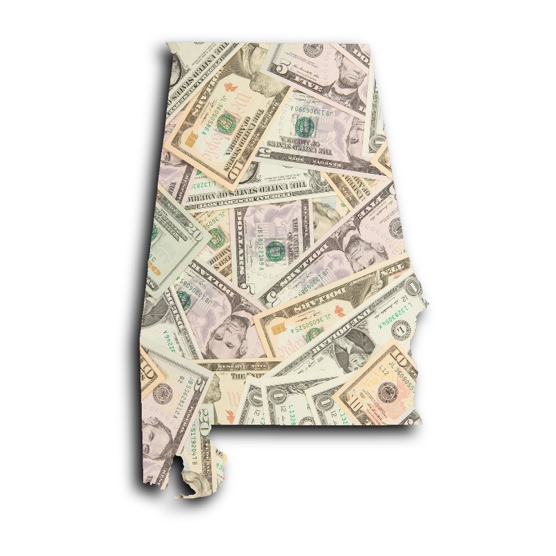 Money in the shape of Alabama by Century Support Services