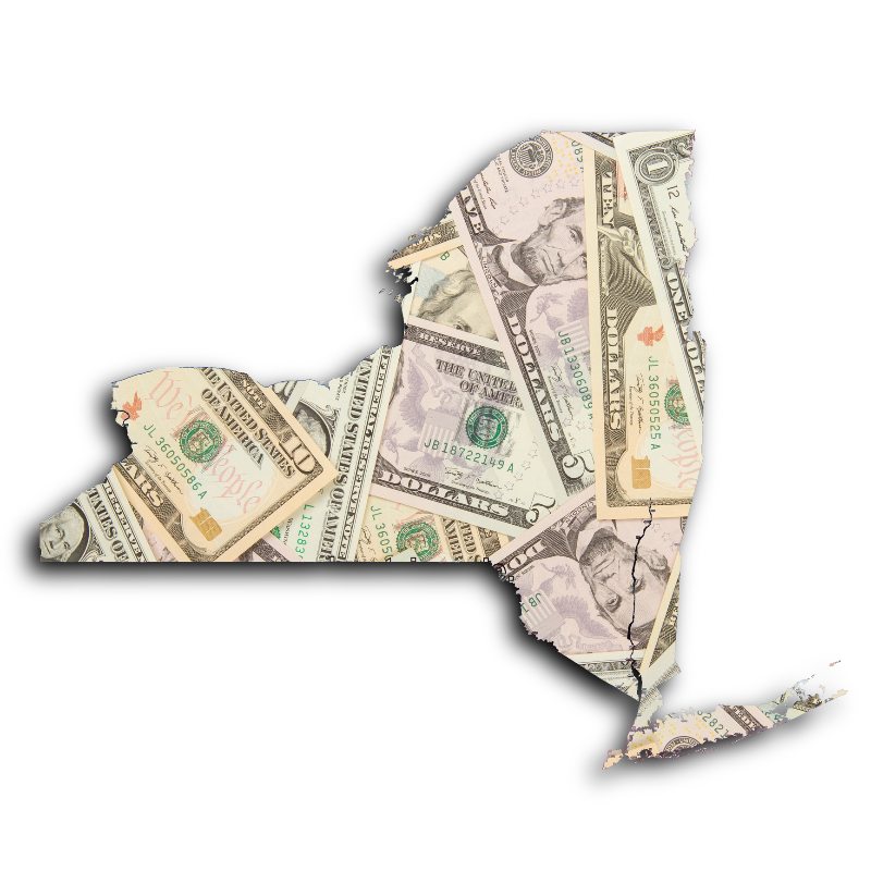 Money in the shape of the state of New York by Century Support Services