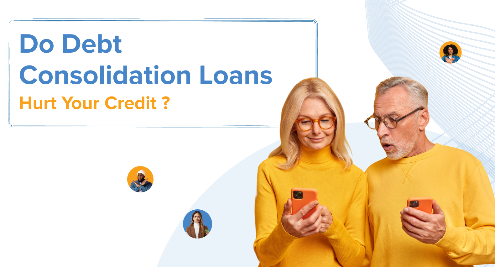 An older couple look at their phones, representing consumers checking how a debt consolidation loan may affect credit.