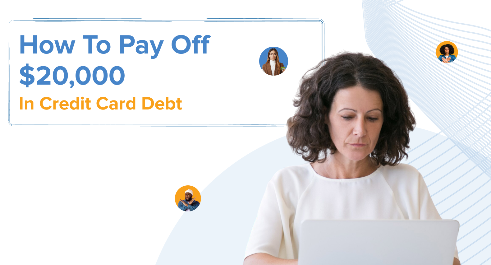 Woman working on a laptop reviewing options for a credit card balance.