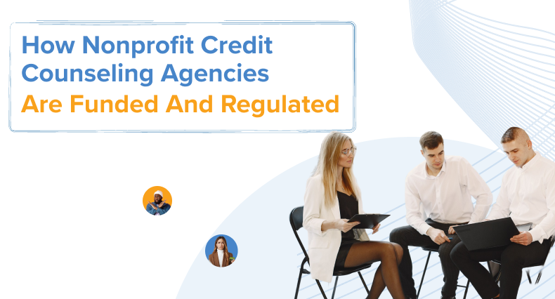 A counselor meeting with clients, representing a nonprofit credit counseling session.
