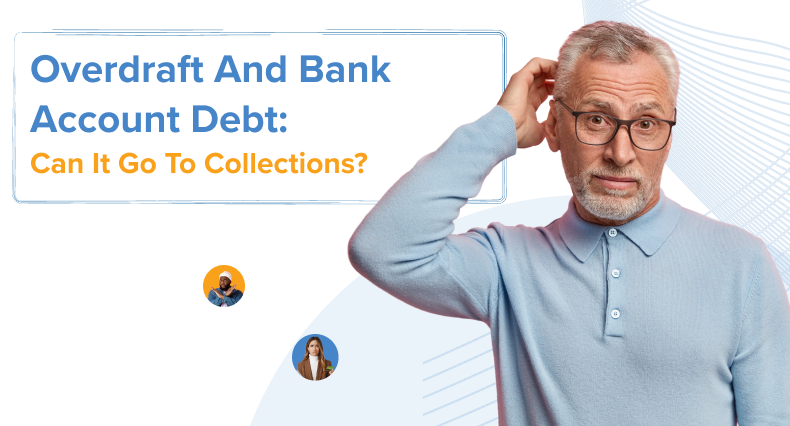 A person with an uncertain expression, representing someone unsure about a negative bank balance and collections.