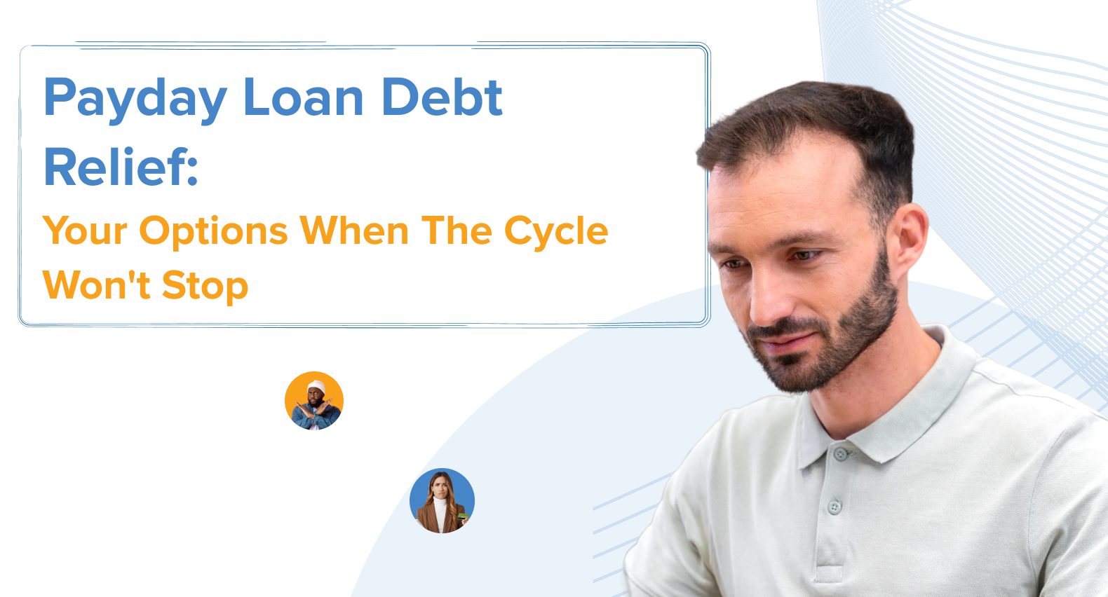 A person looking attentively at a computer screen, representing someone researching payday loan debt relief options.