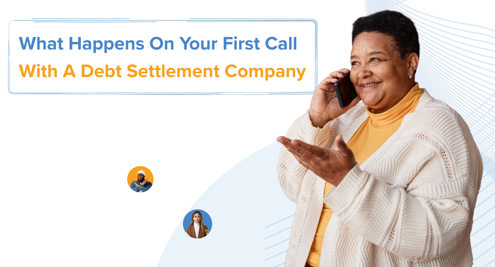 A person on a phone call reviewing documents, representing a first debt settlement consultation.